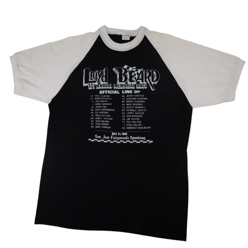 Vintage 80s Lloyd Beard Memorial Racing Graphic Baseball T Shirt - XL