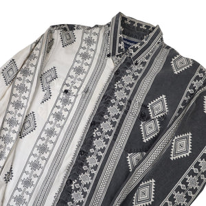Vintage Wrangler Split Aztec Navajo Design Striped Western Shirt - L