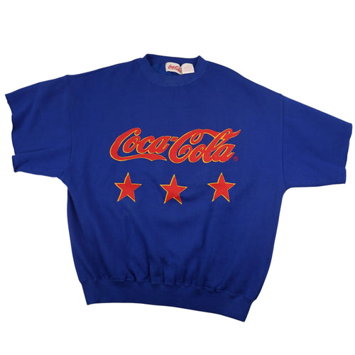 Vintage 90s Coca Cola Spellout Short Sleeve Sweatshirt - L