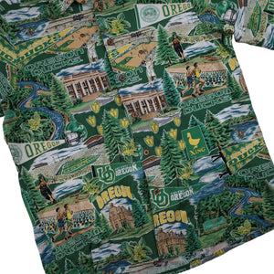 Vintage Reyn Spooner University of Oregon Ducks Allover Print Button Down Shirt