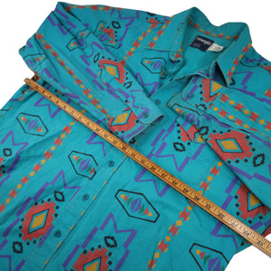 Vintage Wrangler Pastel Southwestern Print Brushpopper Button Up Shirt - XL
