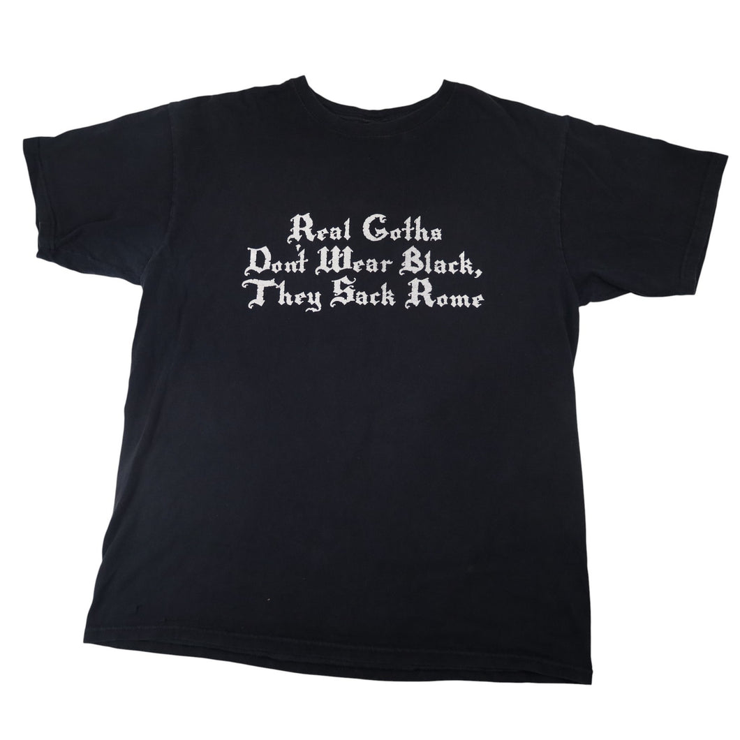 Vintage Y2k Real Goths Sack Rome Slogan T Shirt - L
