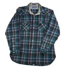 Load image into Gallery viewer, Vintage Pendleton High Grade Western Wear Shadow Plaid Pearl Snap Wool Shirt - XLT