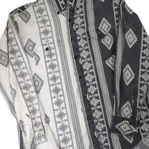 Vintage Wrangler Split Aztec Navajo Design Striped Western Shirt - L