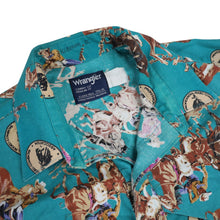 Load image into Gallery viewer, Vintage Wrangler Professional Rodeo Cowboys Assn Allover Print Button Up Shirt - XL
