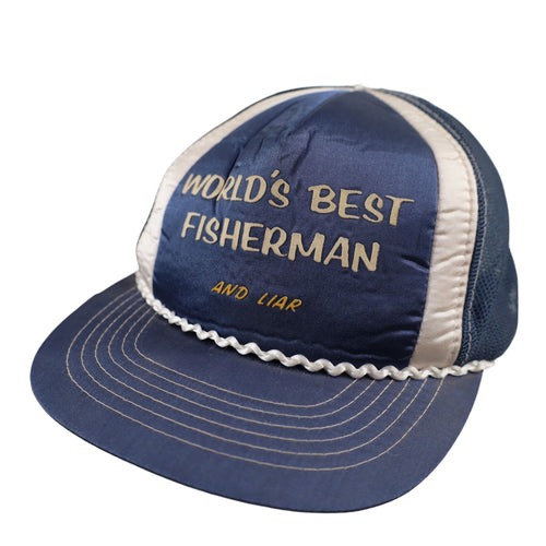 True Vintage Worlds Best Fisherman and Liar Mesh Trucker Hat - OS