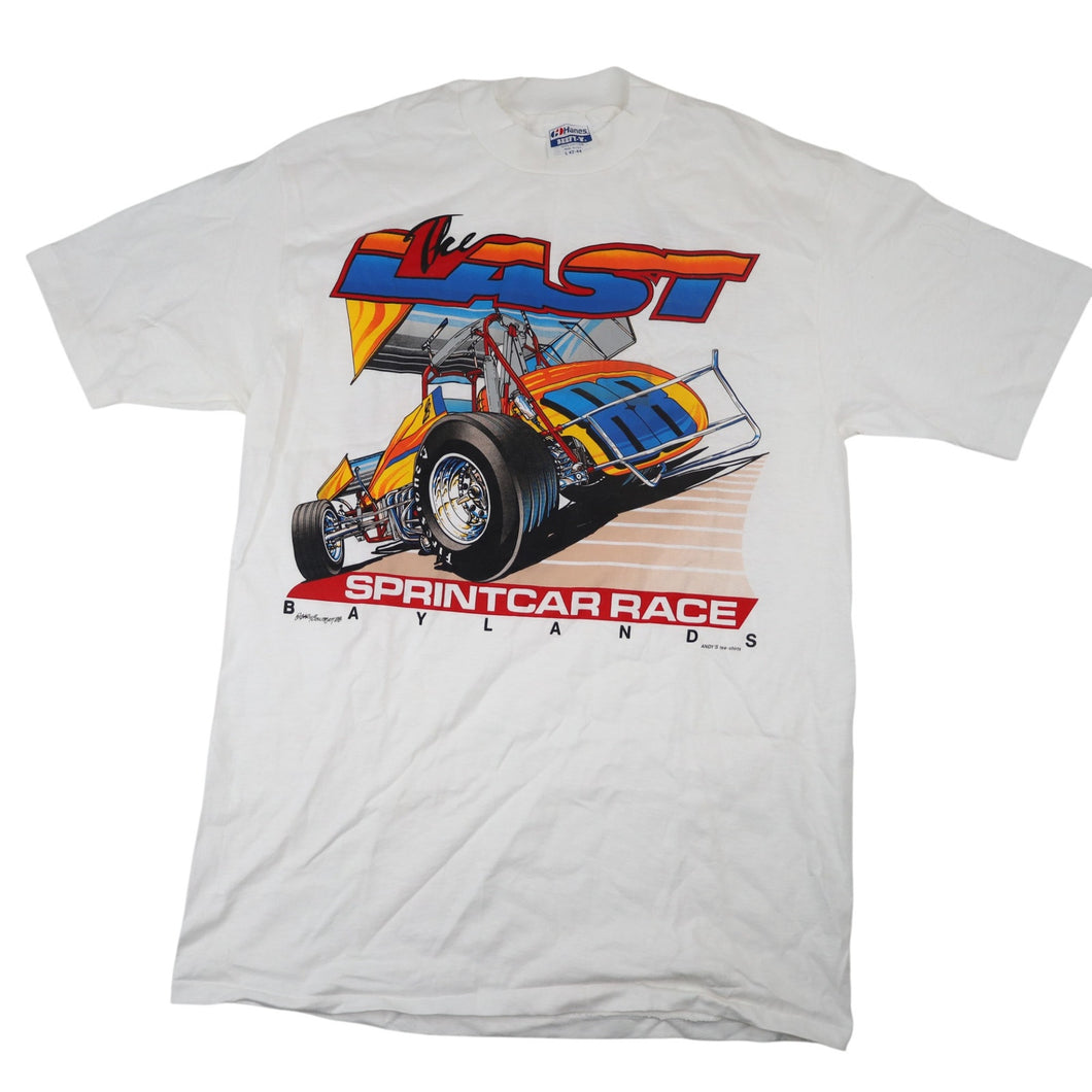 Vintage 80s  Baylands Raceway Sprint Car Racing Graphic T Shirt - L