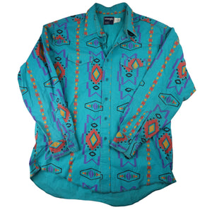 Vintage Wrangler Pastel Southwestern Print Brushpopper Button Up Shirt - XL