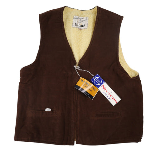 NWT True Vintage Grais Sherpa lined Suede Vest - L