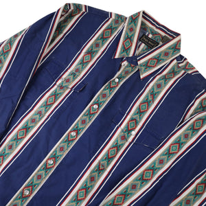 Vintage High Noon Vertical Aztec Striped Pearl Snap Western Shirt - L