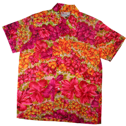 True Vintage Hai Alai Bright Floral Print Hawaiian Shirt - M