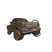 Load image into Gallery viewer, Vintage Brass Pick Up Truck 3D Belt Buckle - 3"