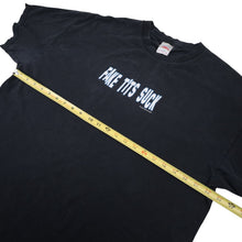 Load image into Gallery viewer, Vintage Y2k "Fake Tits Suck" Slogan T Shirt - XL