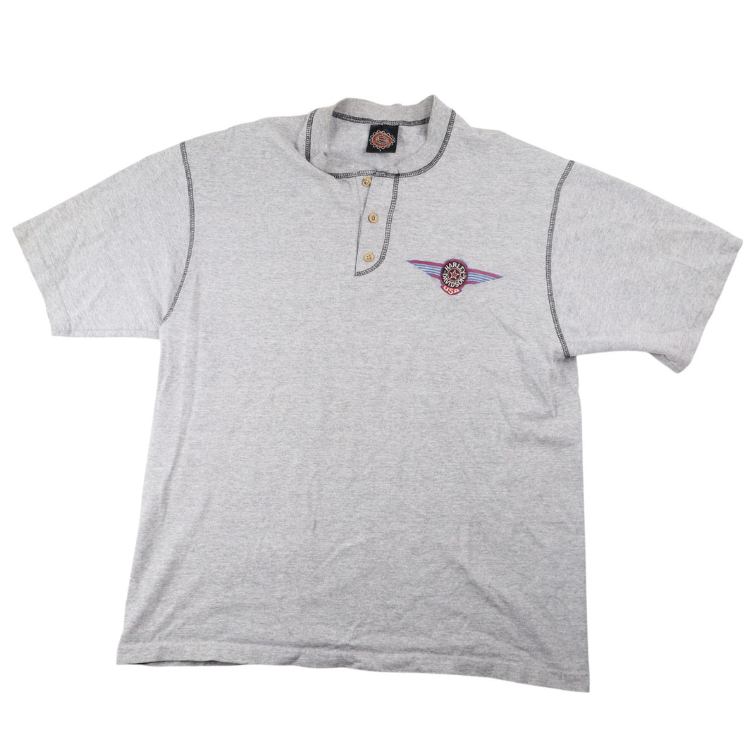 Vintage Harley Davidson USA Henley T Shirt - L