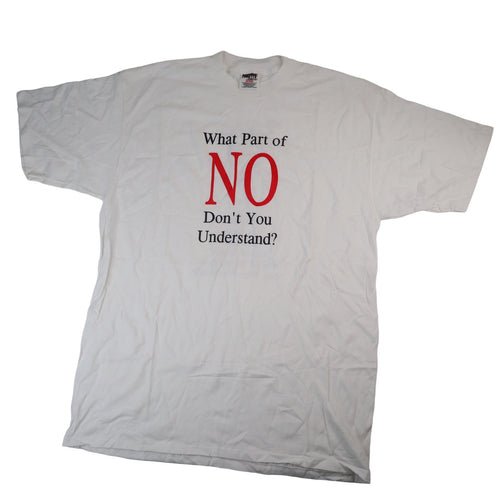 Vintage NO Slogan Graphic T Shirt - XL