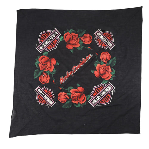 Vintage Harley Davidson Spellout Floral Roses Bandana - 21