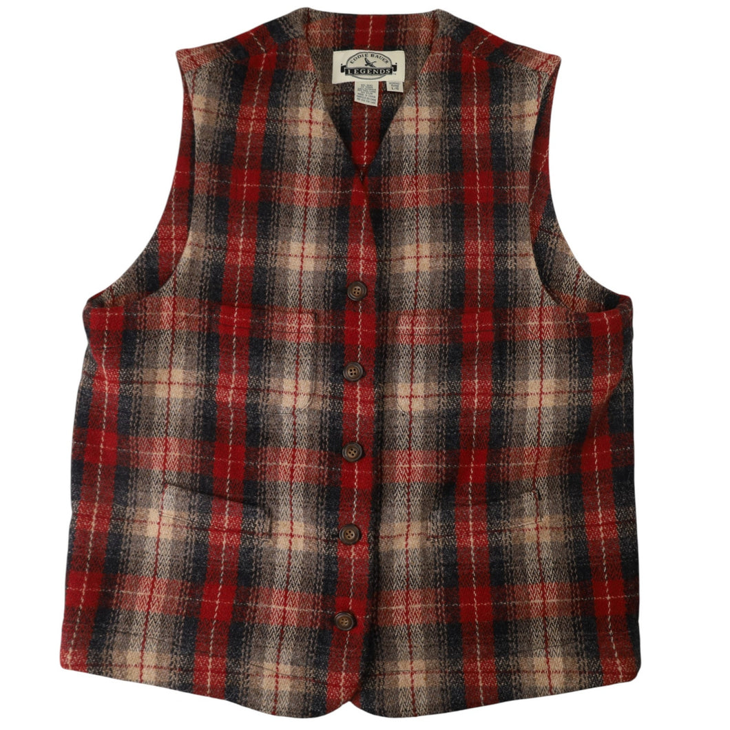Vintage Eddie Bauer Legends Shadow Plaid Wool Vest - L