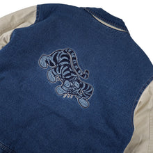 Load image into Gallery viewer, Vintage Disney Tigger Denim Varsity Jacket - M