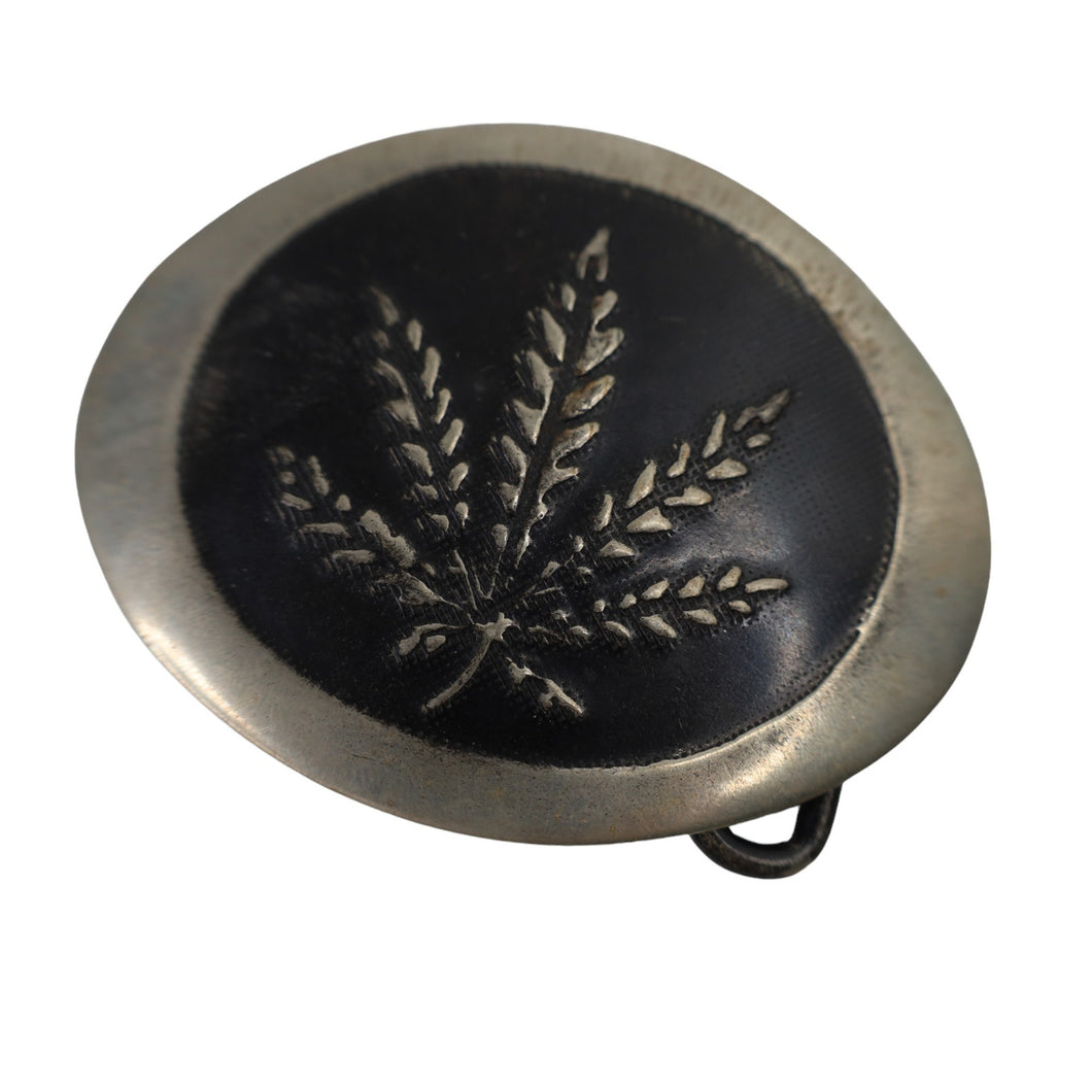 Vintage 70s Pot Leaf Belt Buckle - OS