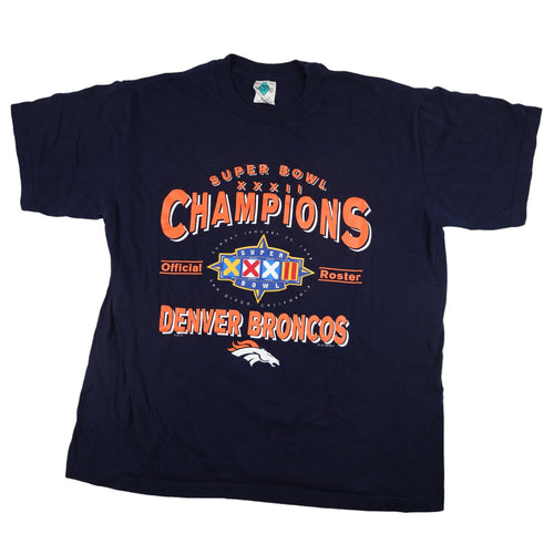 Vintage 90s Denver Broncos Champions Roster Graphic T Shirt - L