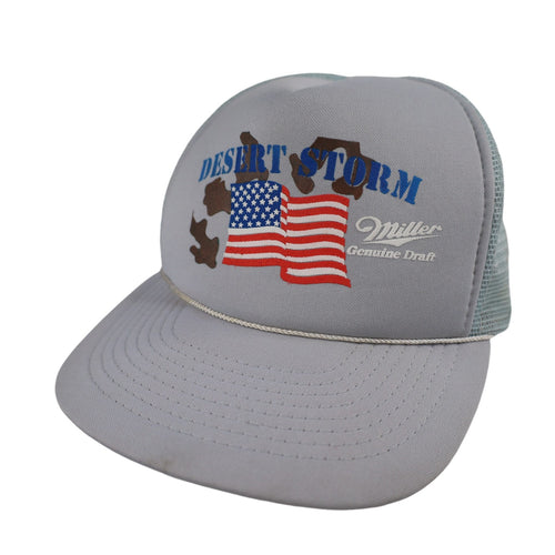 Vintage Miller Beer Desert Storm Graphic Trucker Hat - OS