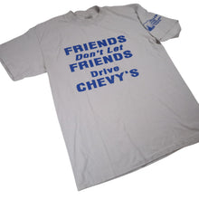 Load image into Gallery viewer, Vintage " Friends Don't Let Friends Drive Chevys" Slogan T shirt - XL