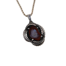 Load image into Gallery viewer, Vintage Artist GMV Sterling Silver Feather Druzy Quartz Geode Pendant - OS