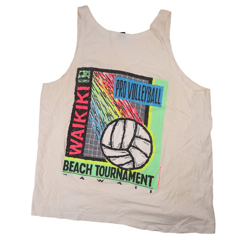 Vintage 90s Waikiki Hawaii Pro Volleyball Beach Tournament Graphic Tank Top - WMNS XL