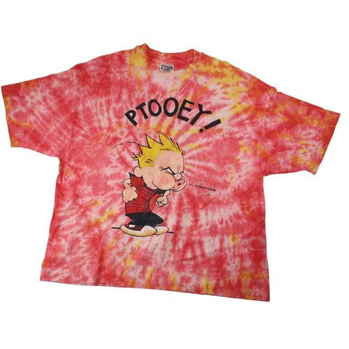 Vintage Calvin and Hobbes Graphic Tie Dyed Graphic T Shirt - XL