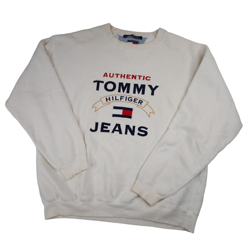 Vintage Tommy Hilfiger Embroidered Spellout Sweatshirt - L+