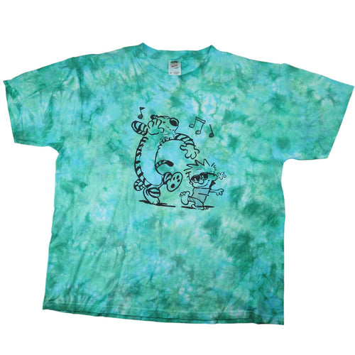 Vintage 90s Calvin & Hobbs Graphic Tie Dye Graphic T Shirt - XL