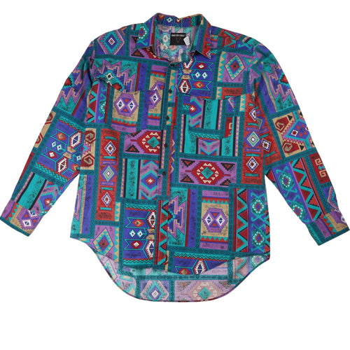 Vintage Frontier Series Allover Southwestern Aztec Print Button Up Shirt - L