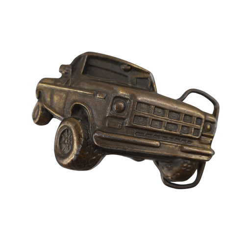 Vintage Brass Pick Up Truck 3D Belt Buckle - 3