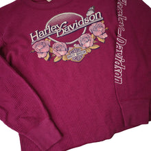 Load image into Gallery viewer, Vintage Harley Davidson Spellout Graphic Long Sleeve Thermal Shirt - WMNS L