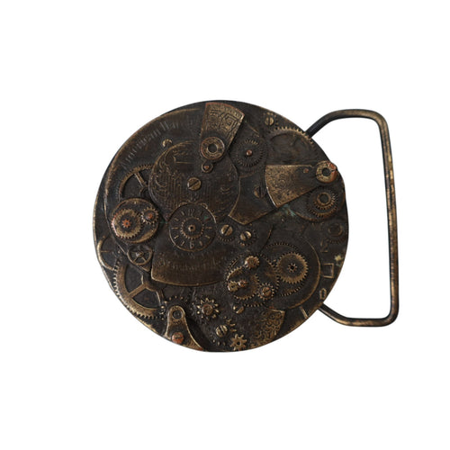 Vintage Bergamot Brass Works Steampunk Cog Gear Belt Buckle - OS