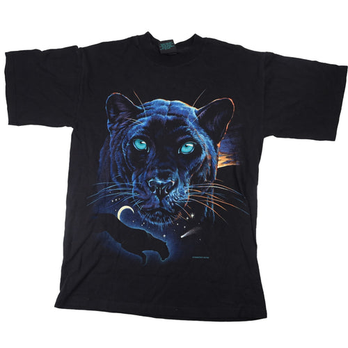 Vintage Habitat Black Jaguar Night Scene Graphic T Shirt - M