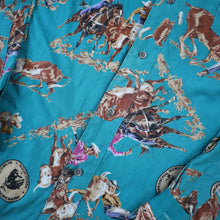 Load image into Gallery viewer, Vintage Wrangler Professional Rodeo Cowboys Assn Allover Print Button Up Shirt - XL