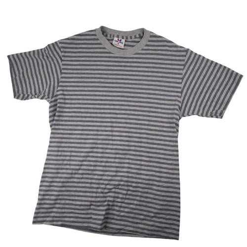 Vintage Tee Jays USA Made Striped Single Stitched Classic T Shirt - M