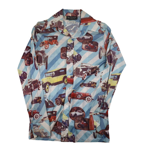 Vintage 70s Revenge Allover Photorealistic Automotive Button Up Shirt - M
