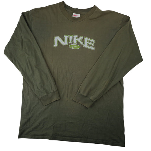 Vintage 90s Nike Spellout Mini Swoosh Long Sleeve Shirt - L