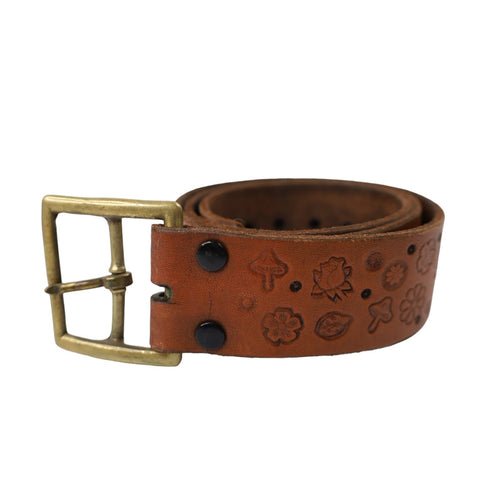 Vintage Embossed Leather Leo Hippy Belt - 32