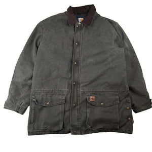 Vintage Carhartt C52 MOS Moss Green Blanket Lined Canvas Duster Jacket - XL