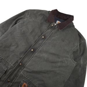 Vintage Carhartt C52 MOS Moss Green Blanket Lined Canvas Duster Jacket - XL