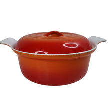 Load image into Gallery viewer, Vintage Descoware Cast Iron Enamel Flame Orange Ombre Dutch Oven - OS