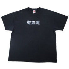 Load image into Gallery viewer, Vintage Y2k "Fake Tits Suck" Slogan T Shirt - XL