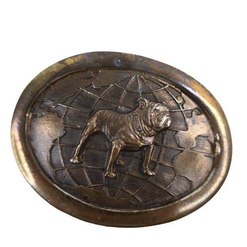 Vintage Mack Truck Bull Dog Globe Brass Buckle - 3