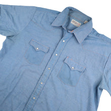 Load image into Gallery viewer, Vintage Sheplers Pearl Snap Down Light Denim Western Shirt - XL