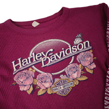 Load image into Gallery viewer, Vintage Harley Davidson Spellout Graphic Long Sleeve Thermal Shirt - WMNS L