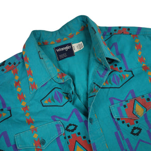 Vintage Wrangler Pastel Southwestern Print Brushpopper Button Up Shirt - XL