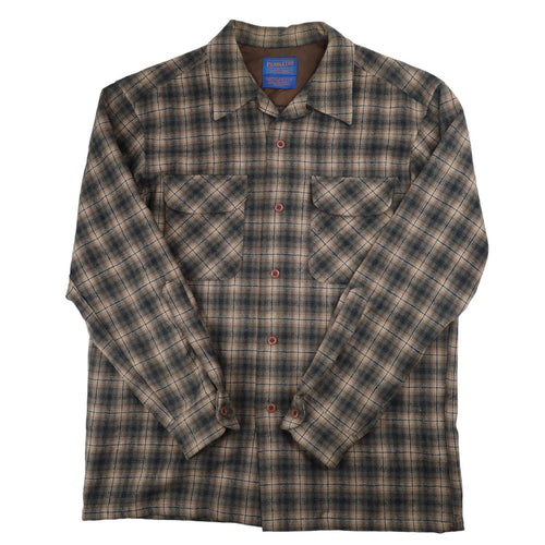 Pendleton Shadow Plaid Loop Collar Button Down Flannel Shirt - M